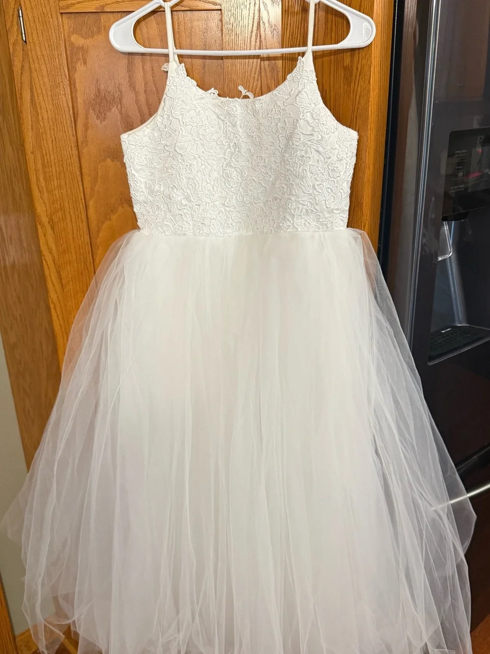 Girls White Lace Bodice Tulle Dress